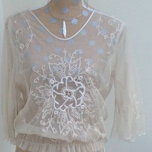 Sheer embroidered top